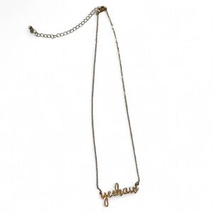"Yeehaw" Cursive Script Gold Tone Pendant Nacklace
